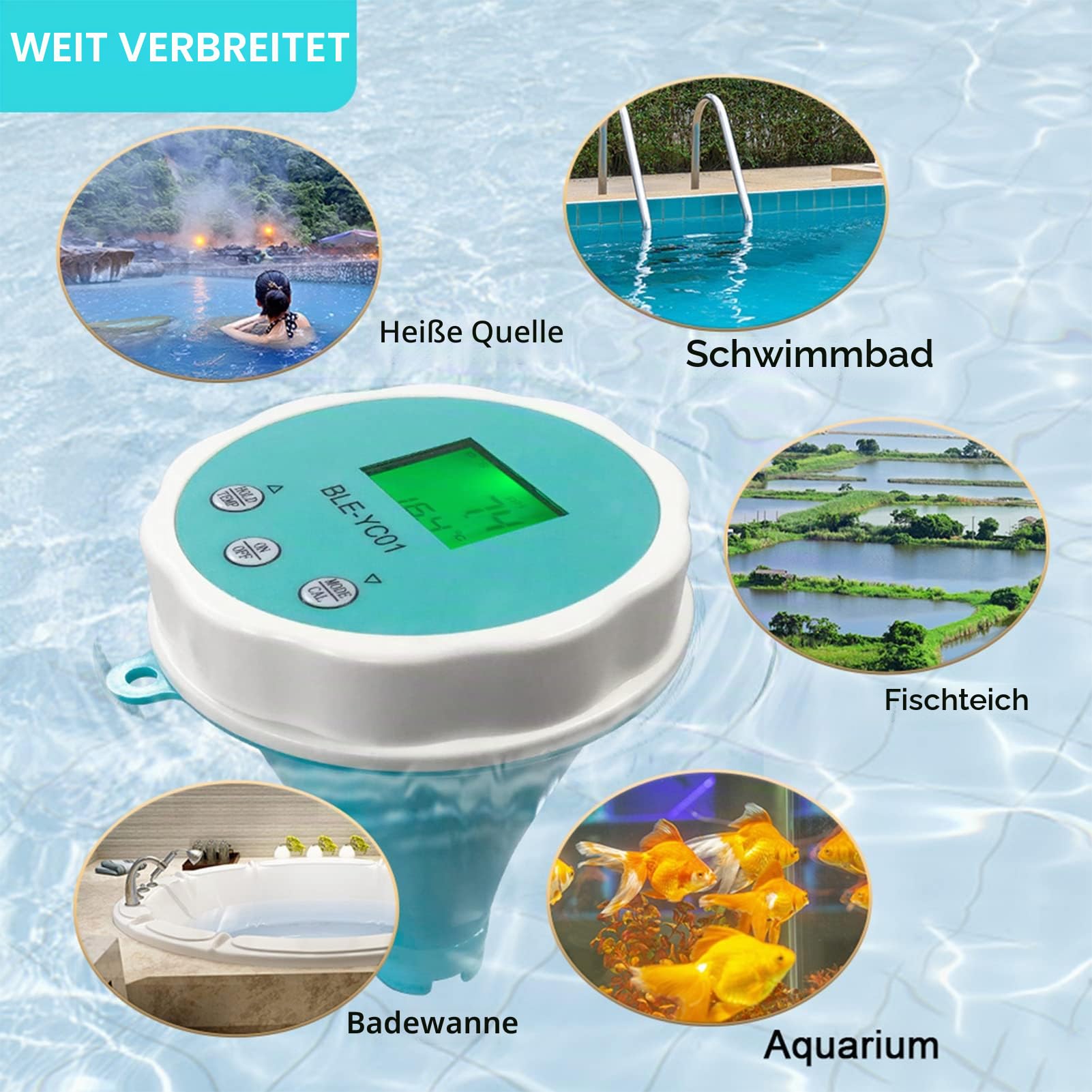 Digitales PH Messgerät, 6 in 1 PH Wert Messgerät Pool, Bluetooth Wassertester PH EC TDS ORP Temp Monitor Pen für Trinkwasser, Pool, Aquarium, Aquarium, Hydroponik