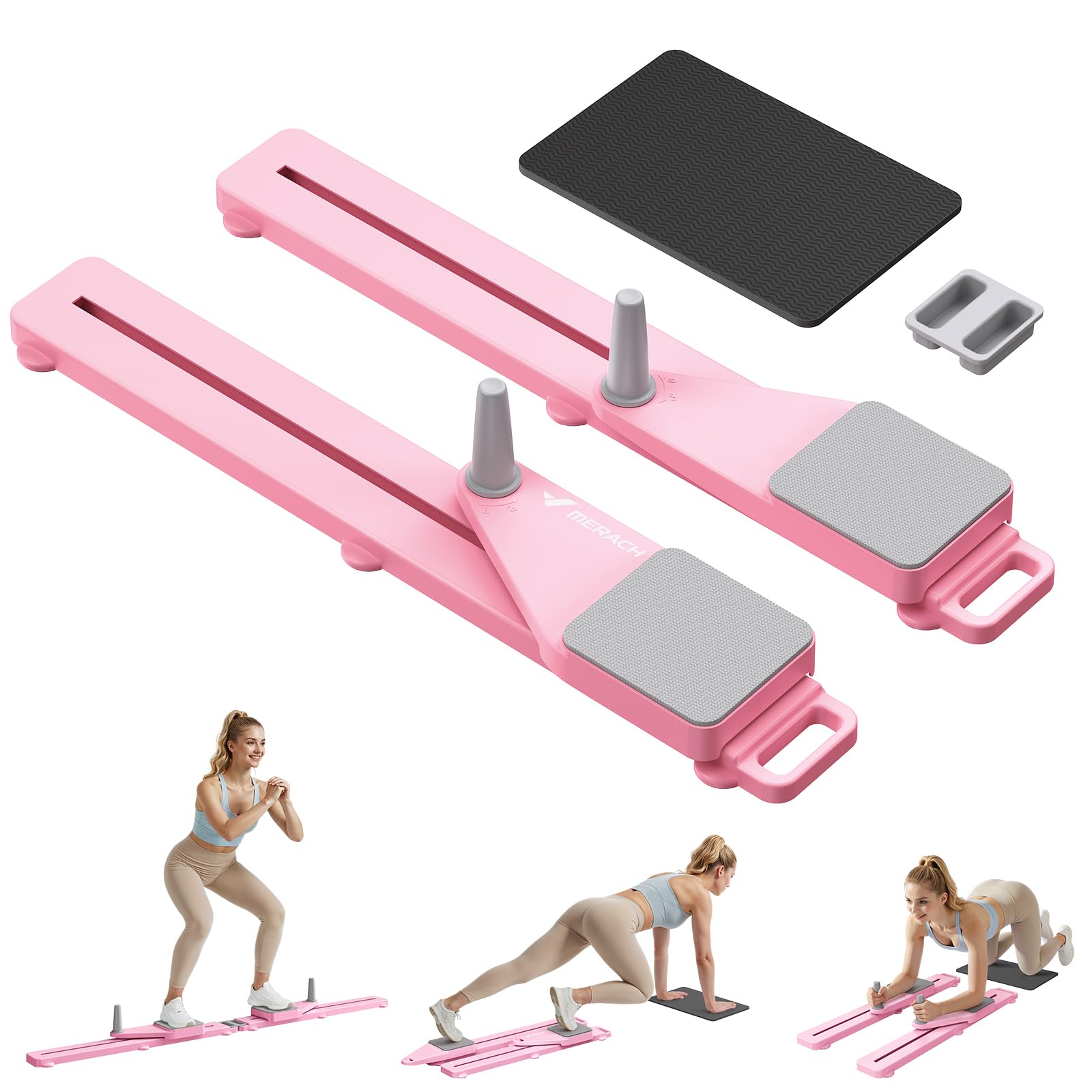 MERACH Reformer für Pilates– Pilates Board Multifunktions Bauchtrainer Brett 120KG Klappbar, Pilates Reformer für Rumpf, Bauch, Arme & Beine, FitnessgeräTe für Zuhause Leise