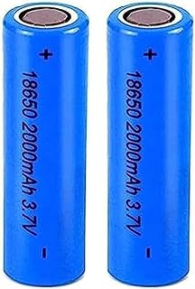 3.7V 2000mAh Rechargeable Batteries for Flashlights, and Solar Light,2 Pack,Flat Top