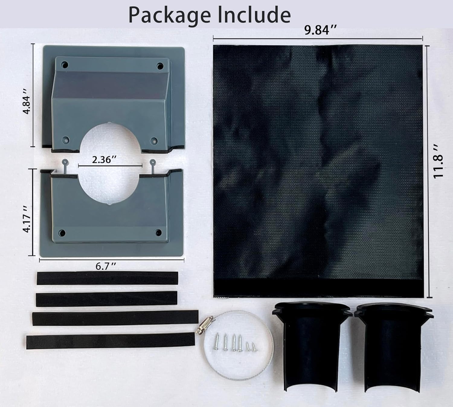 HVAC Wall Penetration & Line-Set Cover Kit, Split AC Line-Set Wall Cover Kit with A Soft Gasket, HVAC Walls Penetration Cover for Indoor & Outdoor Air Conditioner (Gray + Insulated Fabric)