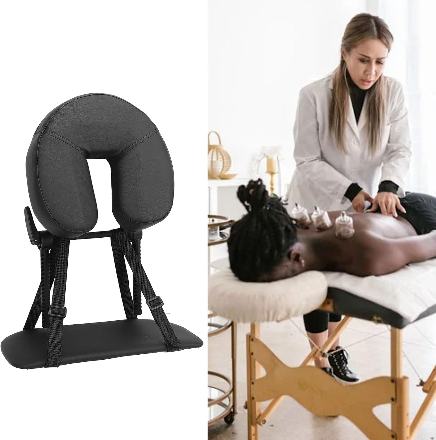 Focket Massage Table Face Cradle, Adjustable Universal Massage Table Headrest, Ergonomic Massage Table Bed Face Cradle, Massage Chair Headrest Platform with Face Pillow for Beauty Spa