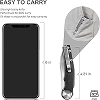 Vista 5 de Cuchillos tácticos para hombres - Cuchillo de bolsillo plegable EDC, hoja de acero D2 de 3.2 pulgadas, mango G10 con clip de bolsillo reversible