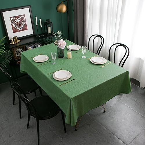 Miniatura 4 de Pioggia Mantel de vinilo con respaldo de franela, impermeable, de plástico a prueba de aceite, lavable, de PVC para interiores y exteriores (verde