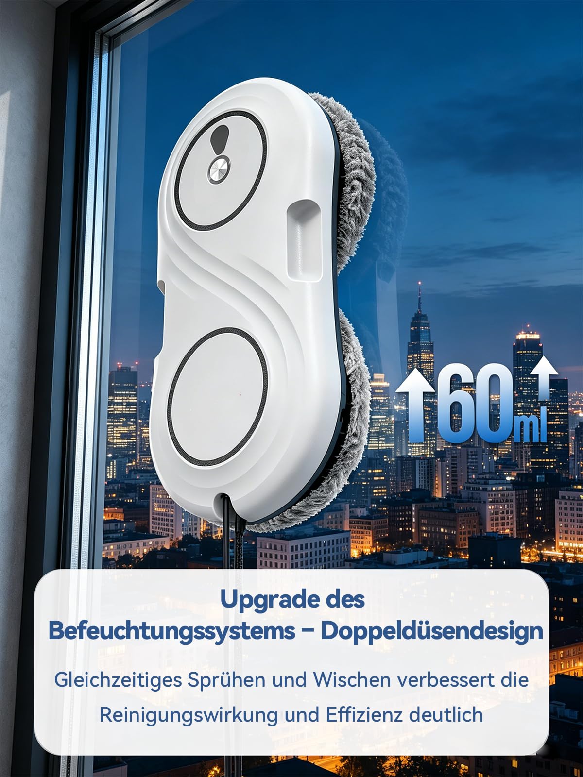 Keero Fensterputzroboter, 7000 Pa Saugkraft, Elektrischer Fensterreiniger Roboter mit Turbinenmotor, Doppelhelix-Reinigung, Ultradünn, Window Cleaning Robot, 10 Reinigungstücher, Modell WD12D