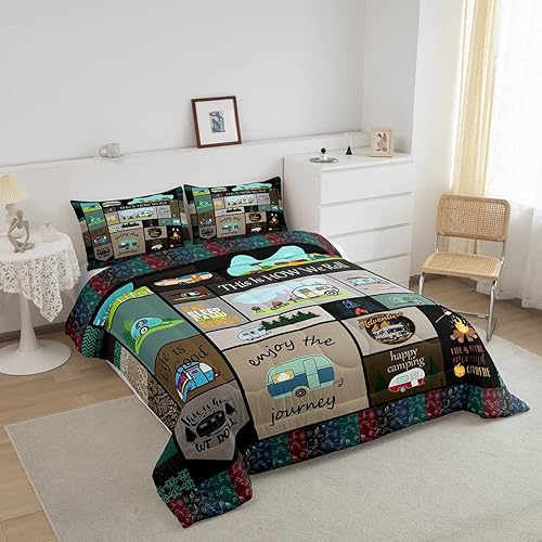 Miniatura 3 de Juego de edredón con temática de cámper, juego de ropa de cama para niños, niñas, mujeres, adultos, caricaturas, coches de caricatura, juego de