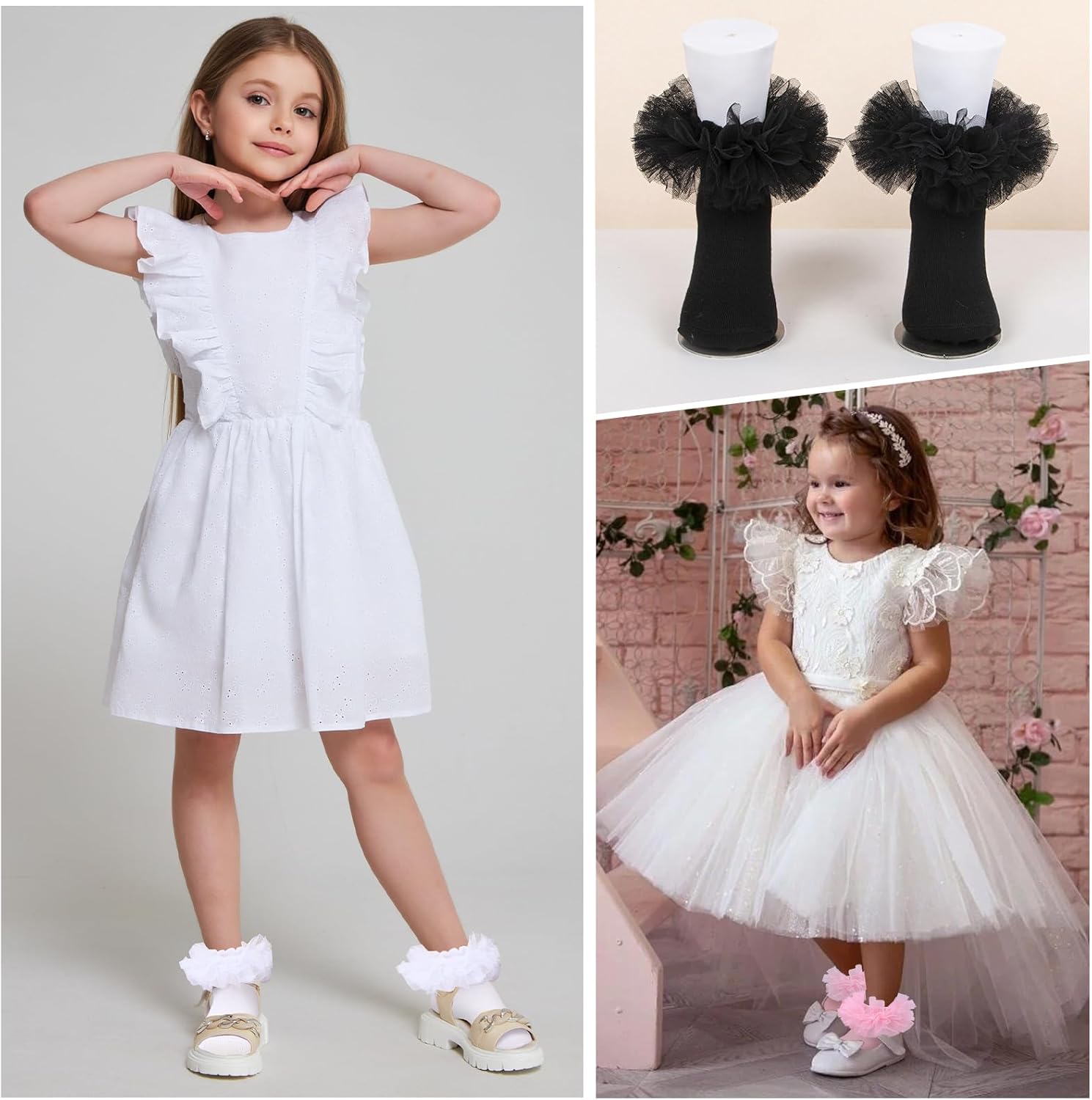 Grils Ruffle Socks Toddler Double Frilly Fluffy Princess Dress Cotton Sock Tutu Socks for Girls/Baby/Toddler - Image 2