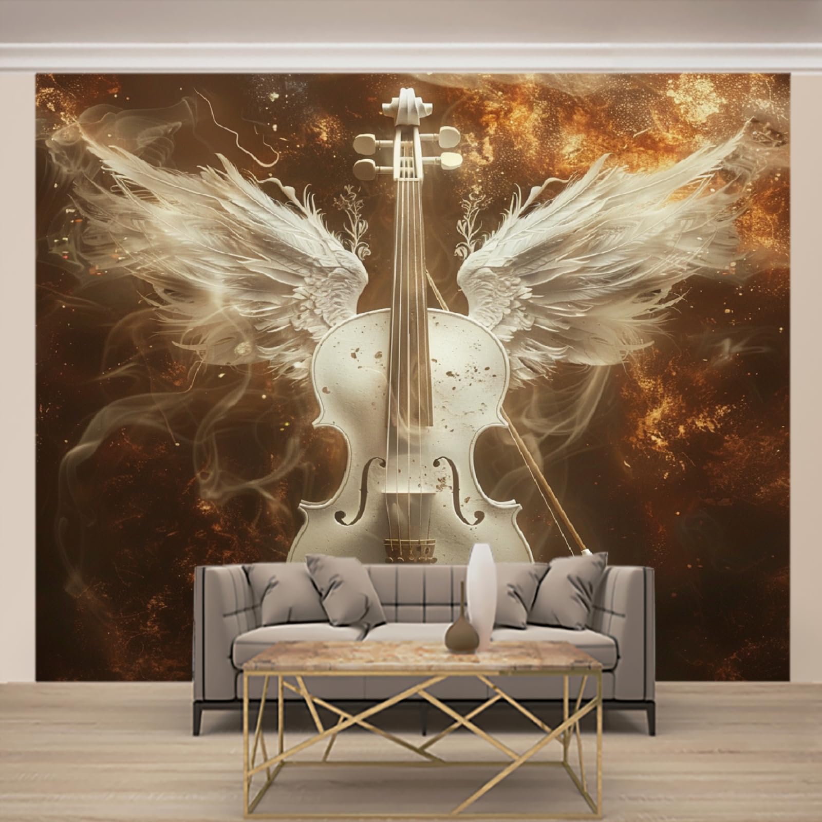 Papier Peint Guitare 3D Intissé : Solution Murs Salon Fatigués