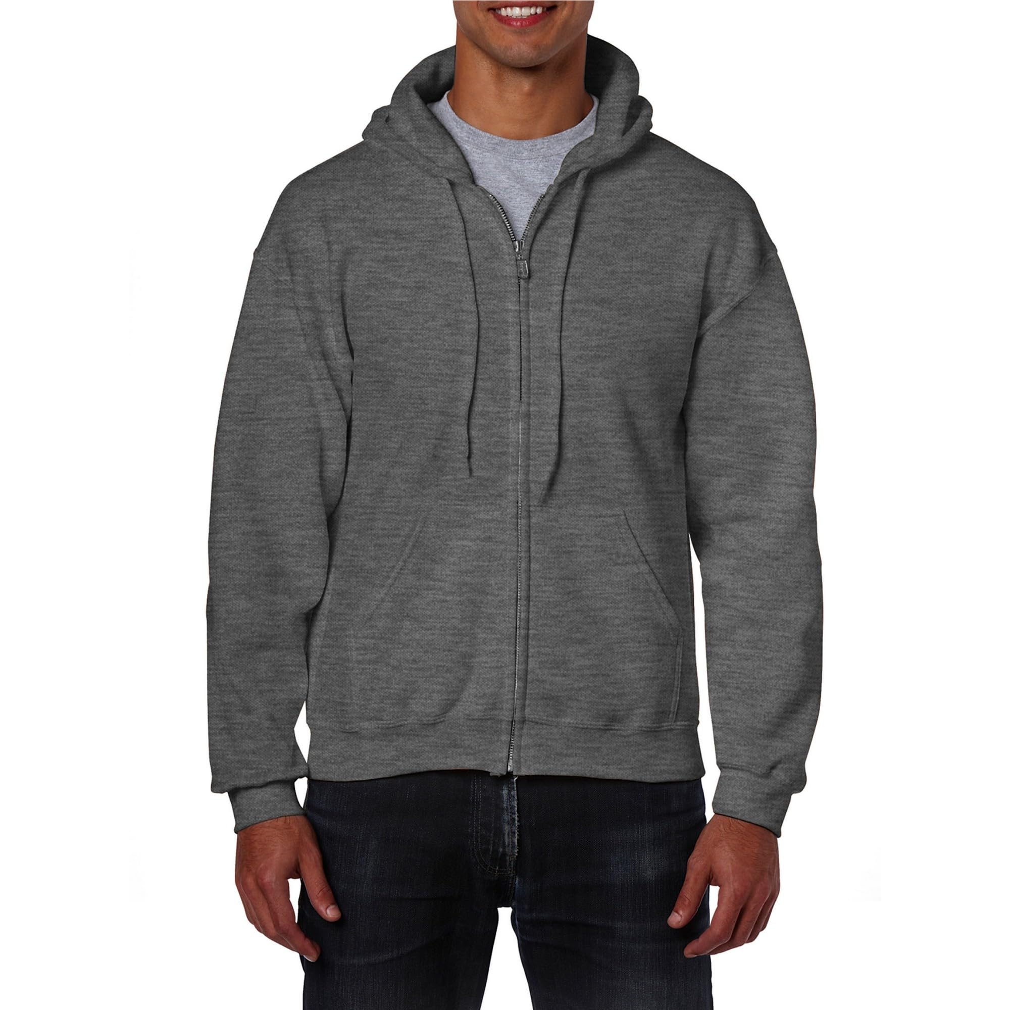 Gildan Unisex Adult Heavy Blend Full Zip Full Zip Hoodie (S) (Dark Heather)