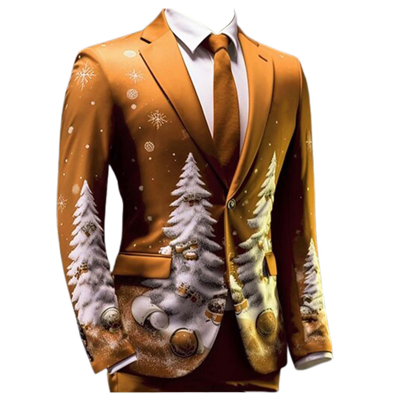 Generisch Kerstjas voor heren, grappig kerstmotief, blazer, kerstpak, jas, slimfit, kerstkostuumjas, feestelijke sportieve kerstblazer, Kerstmis, casual colbert, winteroutfit voor mannen, zwart, XL