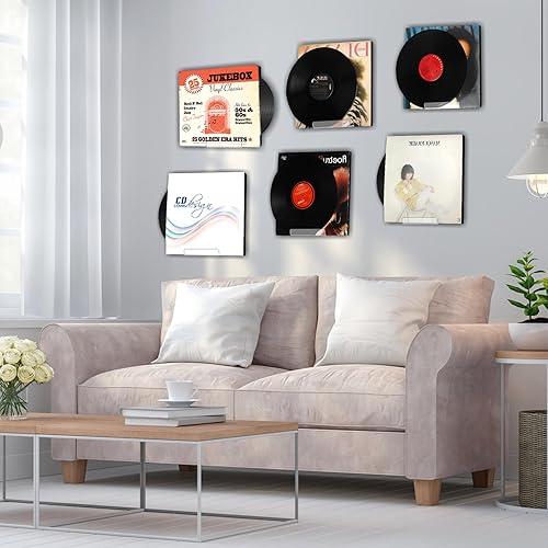 Miniatura 6 de COXWANG Soporte de pared para discos de vinilo acrílico, estantes de exhibición de revistas, soporte de pared para almacenamiento de libros, para