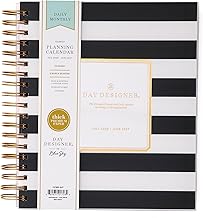 Blue Sky Day Designer 2026-2027 Daily and Monthly Academic Year Planner Calendar, July 2026 - June 2027, 8" x 10", Flexible Cover, Laminated Tabs, Storage Pocket, Includes Stickers, Black Stripe
