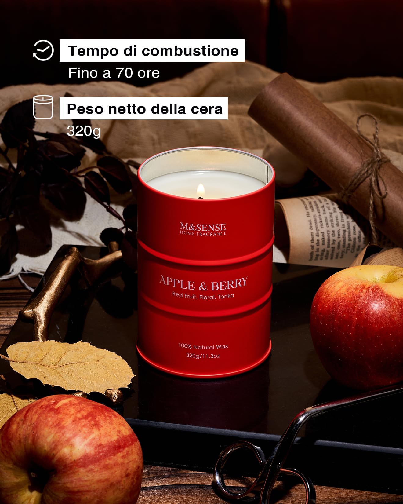 Candele M&SENSE Candele profumate alla vaniglia d'arancia per la casa, candele di soia organiche pulite non tossiche altamente profumate Candele profumate decorazione Candles Cozy Room Decor