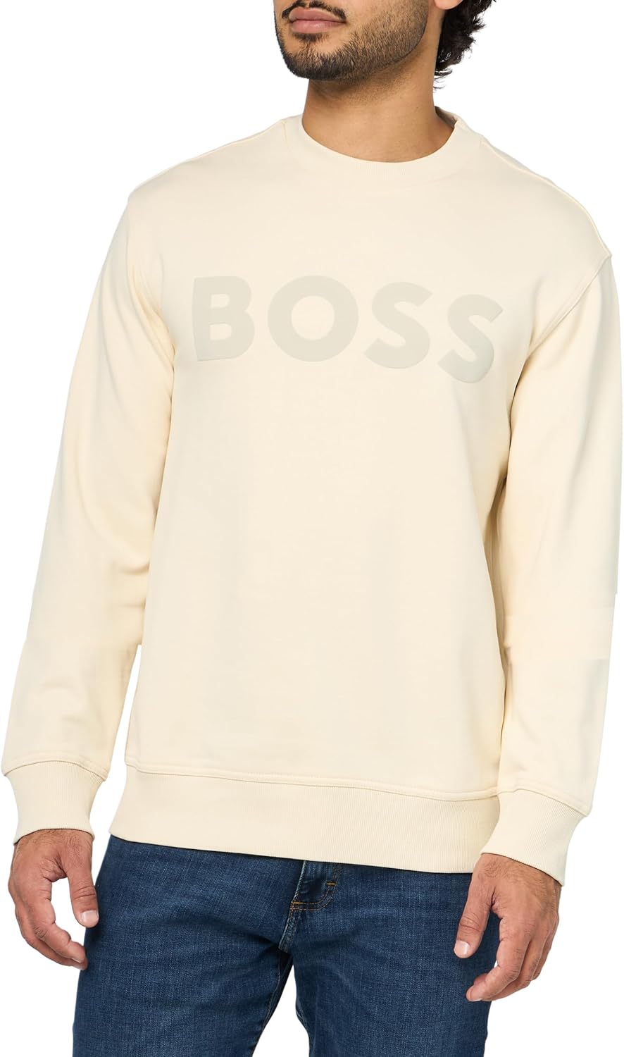 BOSS Men's Bold Logo French Terry Crew Neck Sweatshirt