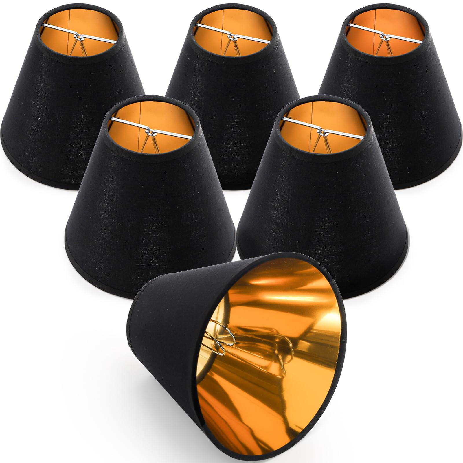 Photo 1 of WUWEOT 6 Pack Chandelier Shades, Black Barrel Lampshades, 3" x 5.9" x 5" Small Fabric Replacement Lamp Shade Cover Clip-on for Table Chandelier Wall Lamp