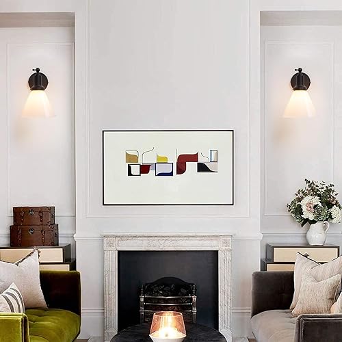 Miniatura 2 de Permo Aplique de pared con poste de pendiente vintage industrial con embudo acampanado blanco leche pantalla de vidrio blanco aplique de pared