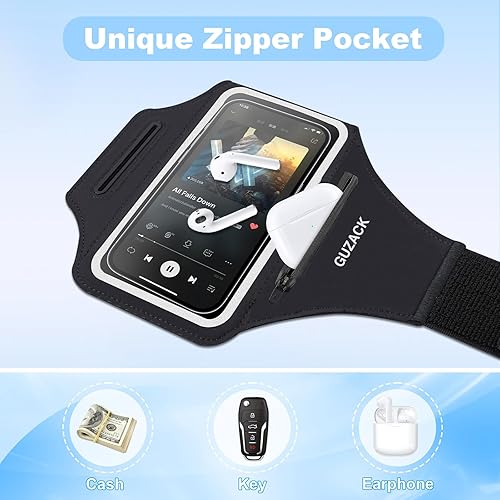 Miniatura 2 de Brazalete para correr con funda para auriculares y ranura para tarjetas, soporte para teléfono para iPhone 16 15 14 Pro Max Plus Galaxy S25 S24 S23