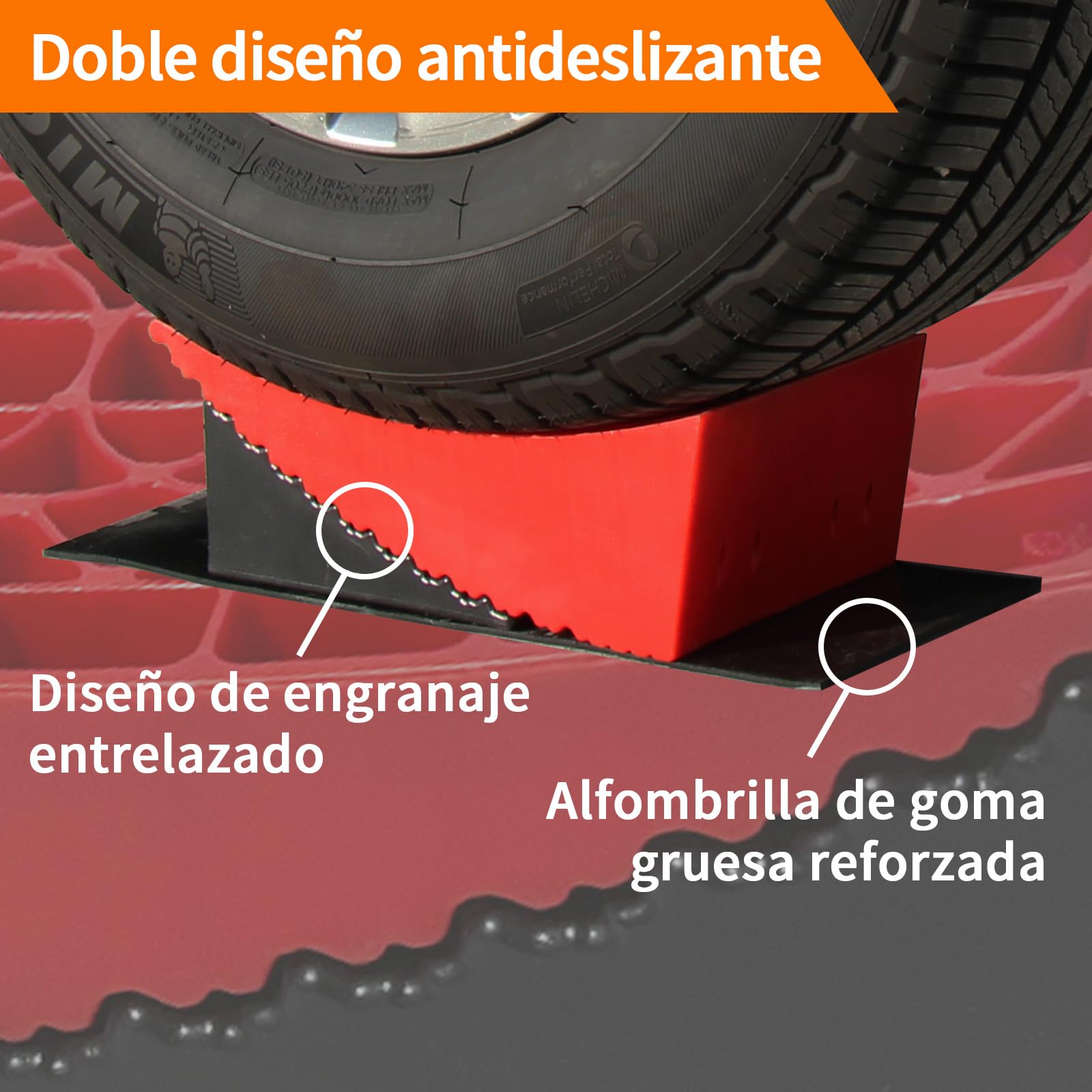 OULEME Bloques de nivelación para Caravana, 2 Paquetes, Nueva versión Incluye 2 rampas niveladoras curvadas, 2 cuñas, 2 Alfombrillas de Goma, 1 Nivel de Burbuja en T, 1 Bolsa de Transporte para