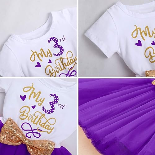 Miniatura 6 de ODASDO Vestido de fiesta de cumpleaños de manga corta para niña pequeña, vestido de tul de princesa con diadema