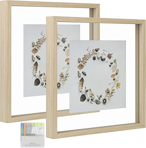 Vista 58 de MUYE Juego de 2 marcos flotantes de 11 x 14 pulgadas, marco rústico de doble cristal, para mostrar fotos de cualquier tamaño de hasta 11 x 14