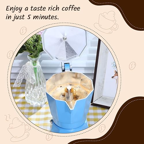 Miniatura 3 de Cafetera eléctrica de 6 tazas de café expreso italiano, máquina de café expreso de aluminio portátil de 10.1 fl oz, cafetera moka con base