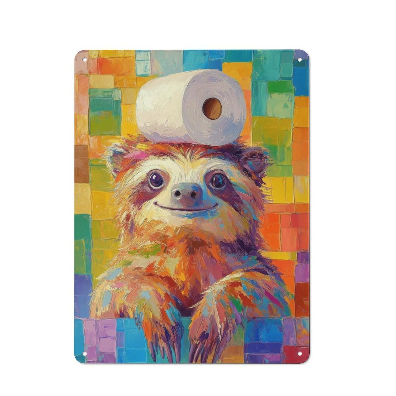 Junmoney Sloth With Toilet Paper Tin Wall Plaque 40X30cm With For Dining Room Or Kitchen, Tin Sign Wall Decor For Kitchens And Dining Spaces