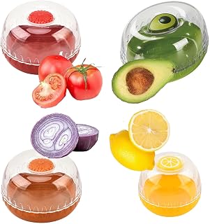 4PC Fruits and vegetables Fruit Bowl with Lid Storage Containers Set for Fridge, Onion Storage Container, Avocado keeper,Tomato Saver,and Lemon holder reusable (1pcs)