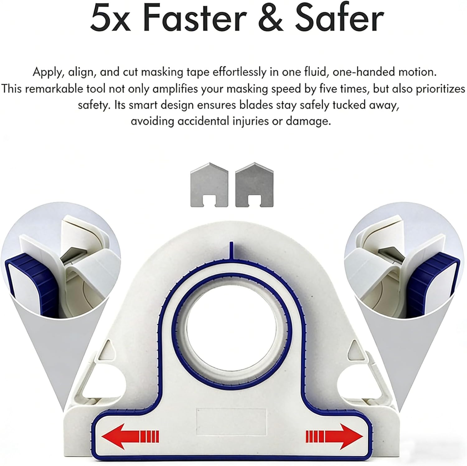 Painters Tape Dispenser, Paint Masking Applicator Tool for Clean Straight Lines, Interior Painting Tools with Built-in Cutter, Anti-Slip Grip for Walls, Trim & Baseboards, Includes one Roll of Tape