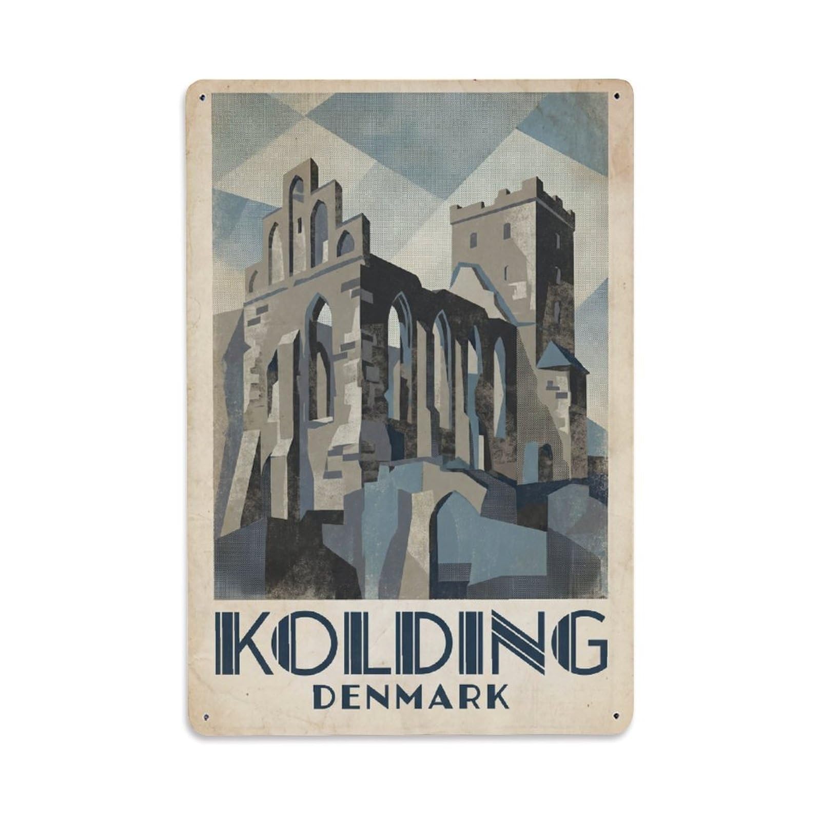 Denmark Kolding Vintage Metal Tin Sign Plaque Wall Decor for Cafe, Club Bar, Office, Garden Metal Poster 8x12Inch