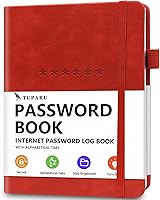 Vista 15 de Libro de contraseñas con pestañas alfabéticas - Organizador de direcciones de Internet y contraseñas de tapa dura - Cuaderno de contraseñas