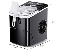 Vista 58 de Silonn - Máquina de hacer hielo para encimera, 9 cubos listos en 6 minutos, 26 libras en 24 horas, autolimpiable, cuchara de hielo y canasta, 2