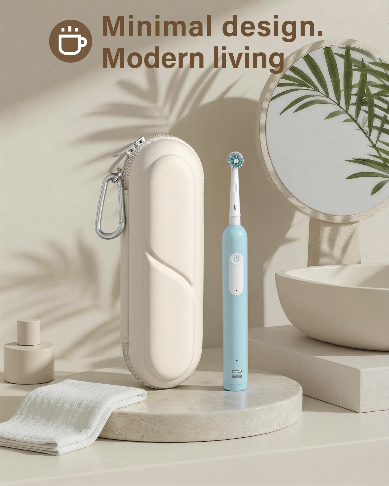 ProCase 歯ブラシケース 携帯用 コンパクトな旅行用 EVA製 Oral-B Philips対応 - ベージュ | 電動歯ブラシケース,アクセサリー収納付き,多機能,軽量,耐久性,持ち運び便利,出張や旅行に