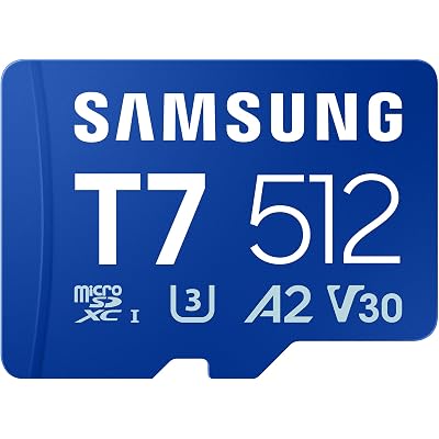 Samsung microSDXC T7 512GB, Transfer Speeds Up to 170 MB/s, Made for Casual Gamers, Amateur Creators, & Everyday Users (MB-MB512T/AM)