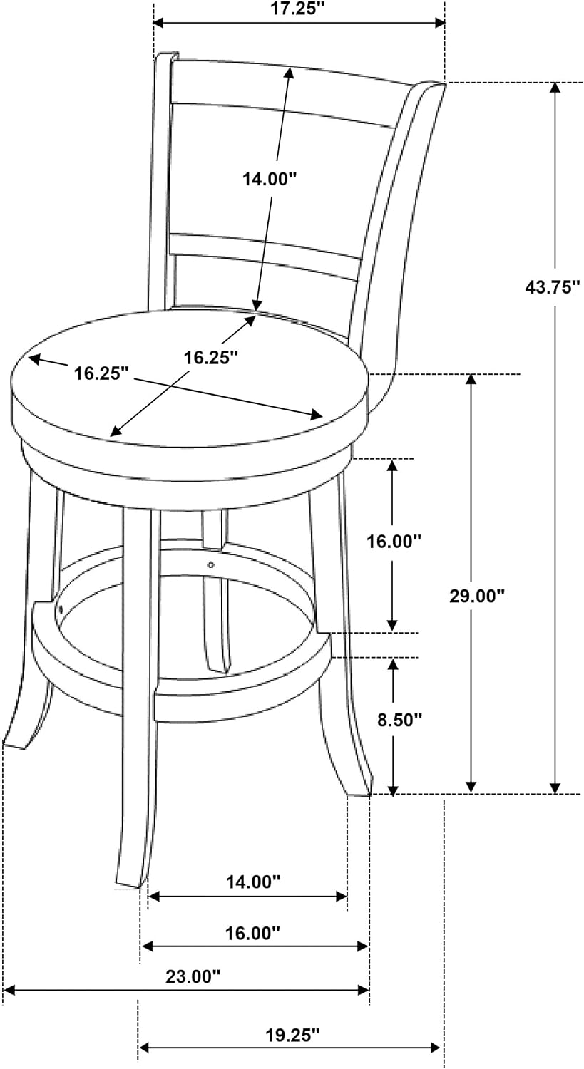 Coaster Home Furnishings - Broxton - Wood - Set of 2 Upholstered Swivel Bar Stools with Padded Seat and Backrest, Swivel Seat, and Round Footrest - Kitchen & Dining Room - 30-Inch - Chestnut - 101920