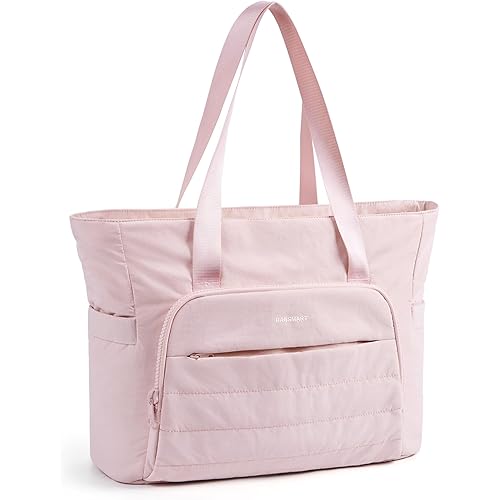 BAGSMART Women Tote Bag, Lightweight Large Tote Bag with Yoga Mat Strap, Quilted Shoulder Bag Handbag for Travel, Work, Gym