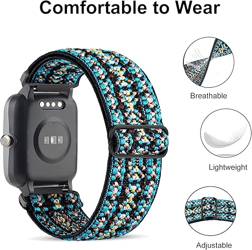 Miniatura 2 de Paquete de 2 correas elásticas de nailon compatibles con WoneligoFitpolo Smart Watch IDW13, correas elásticas suaves para reloj FITVII