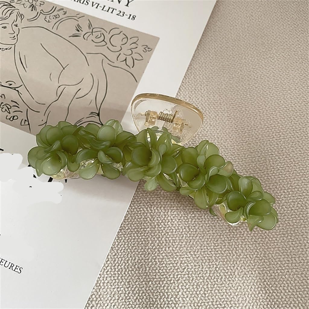 HBJWOV Flower Large Female Back Spoon Pan Hair Shark Clip Ornament(E)