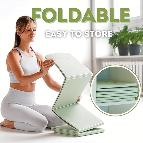 Miniatura 2 de Polyfit Esterilla de yoga plegable para viajes y entrenamientos en casa, 0.276 in de grosor, ligera, plegable y fácil de almacenar, alfombrilla de