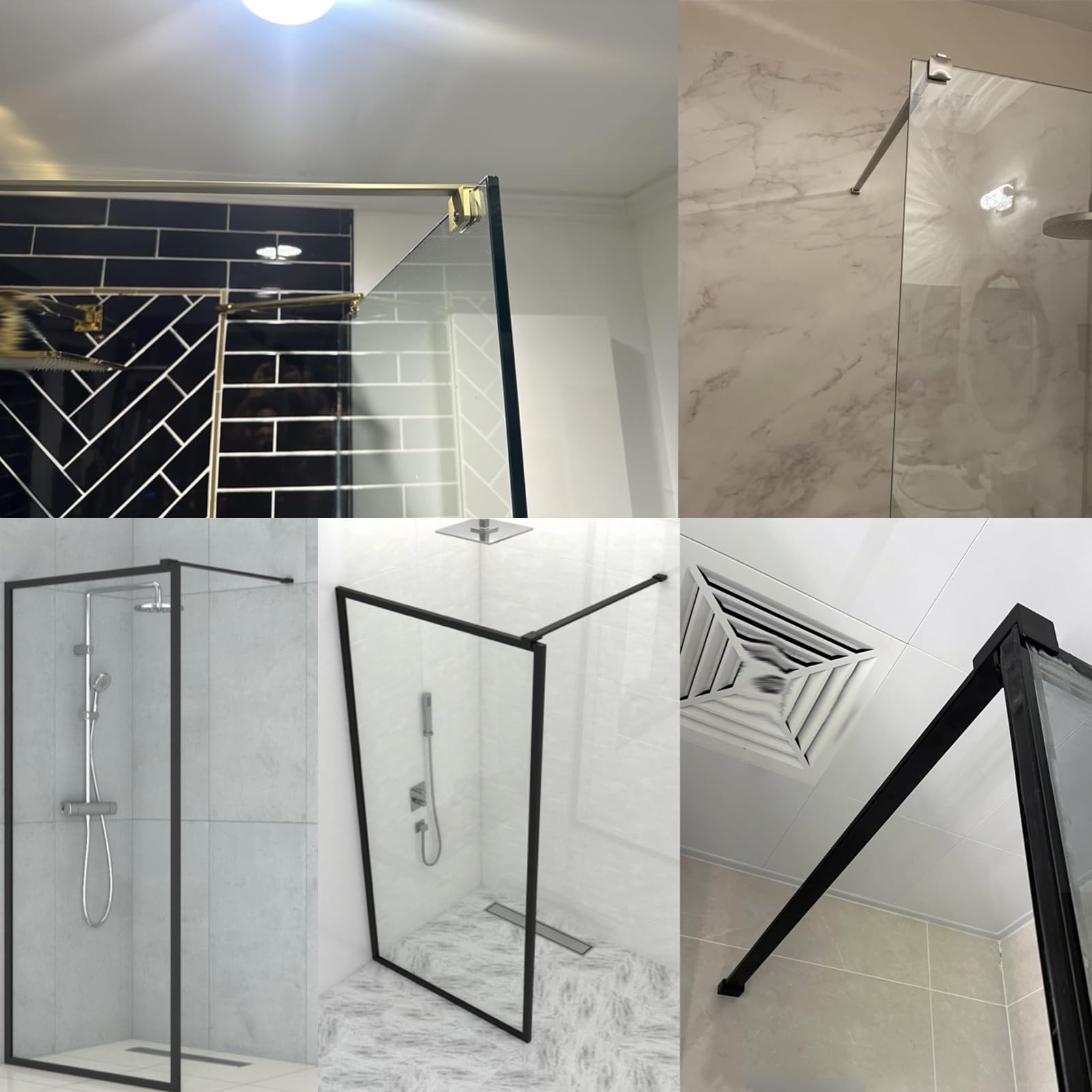 Regulowany uchwyt prysznicowy montowany na ścianie od 1,6 do 1,5 m, stabilizator ze stali nierdzewnej 304, elastyczne czarne wykończenie (130 cm) dla bezpieczeństwa i stabilności