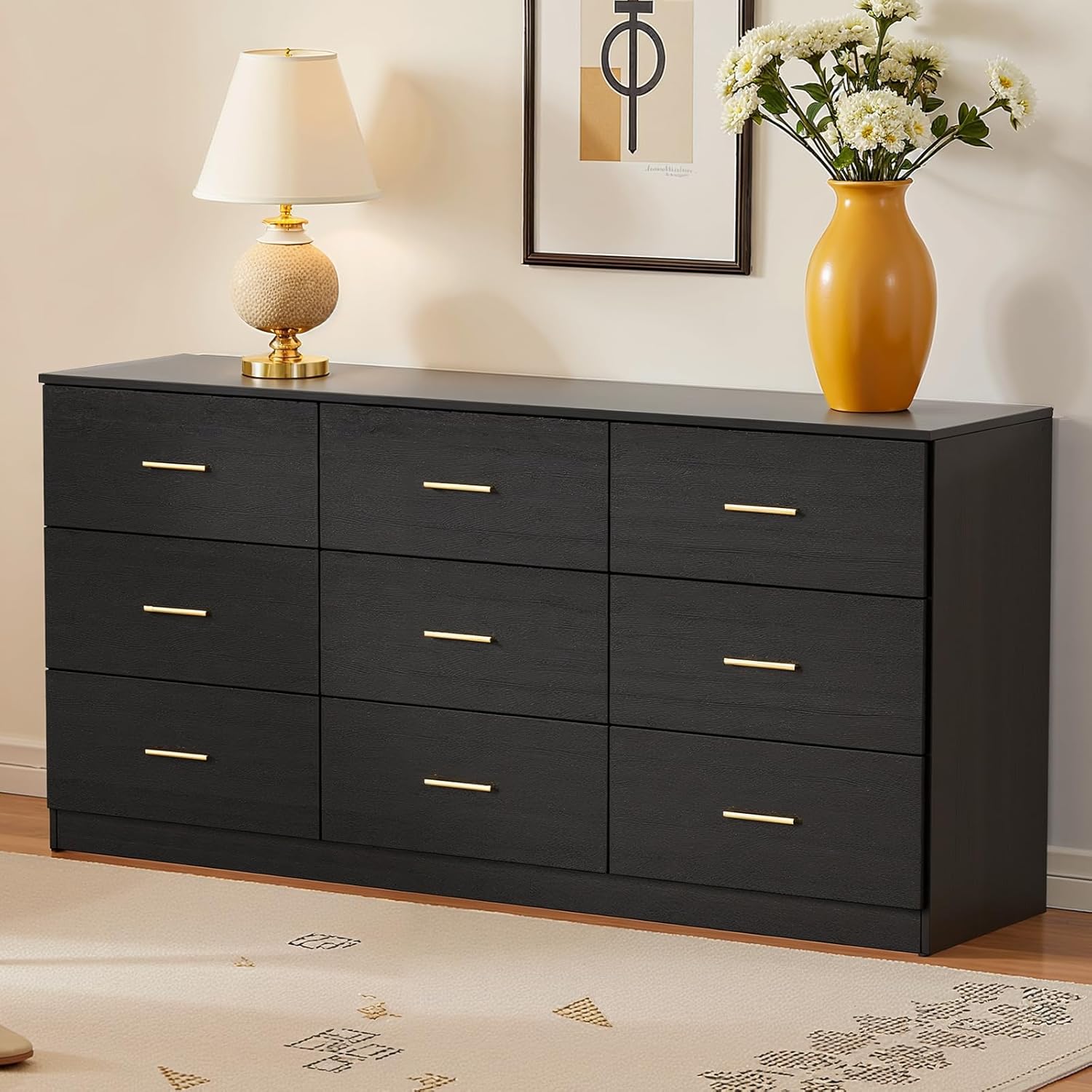 Amazon.com: Miscoos 9 Drawer Dresser, 62.9" Large Deep Chest of Drawers ...