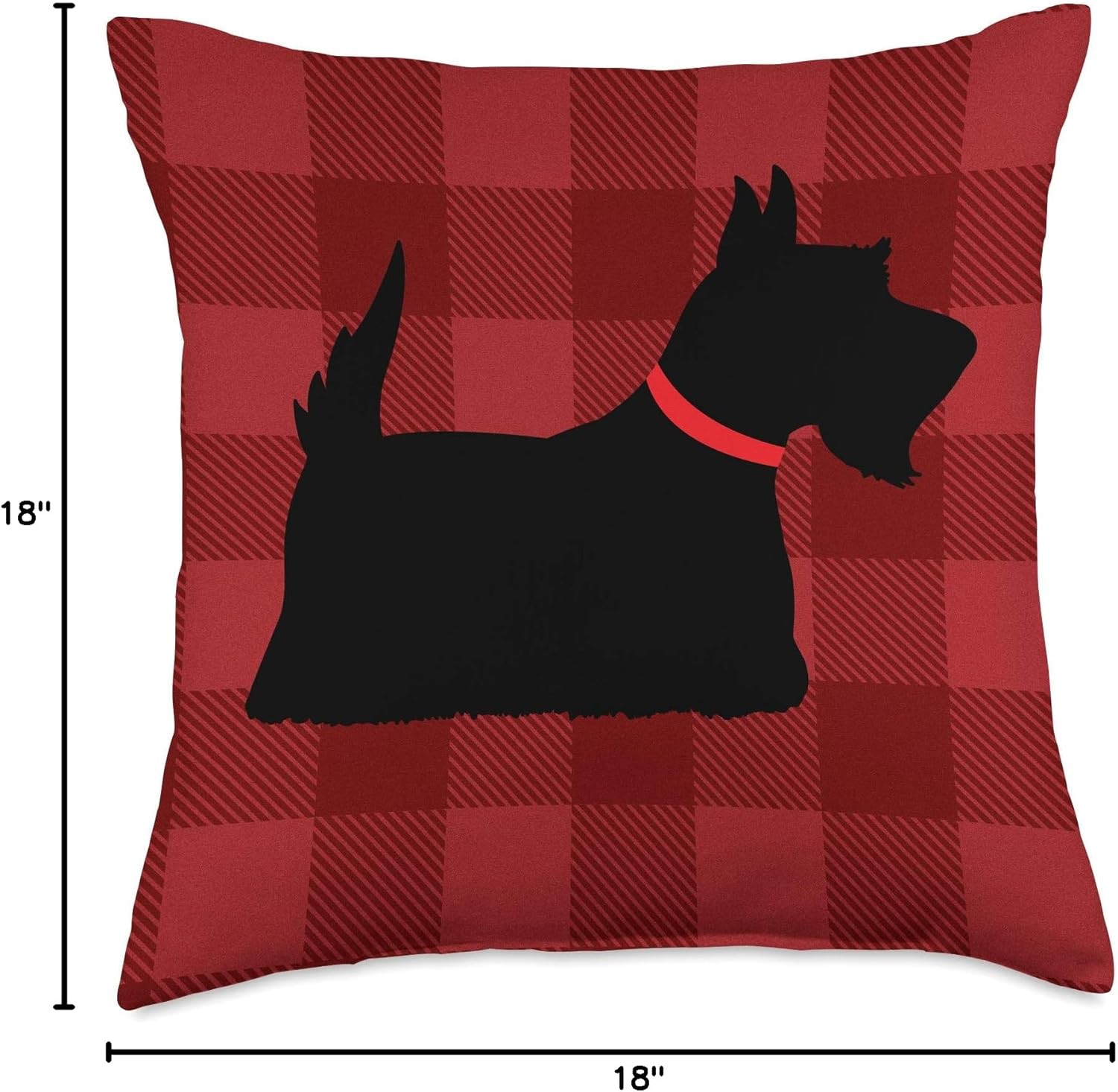 Merry Christmas Buffalo Plaid Scottish Terrier Scottie Dog Throw Pillow