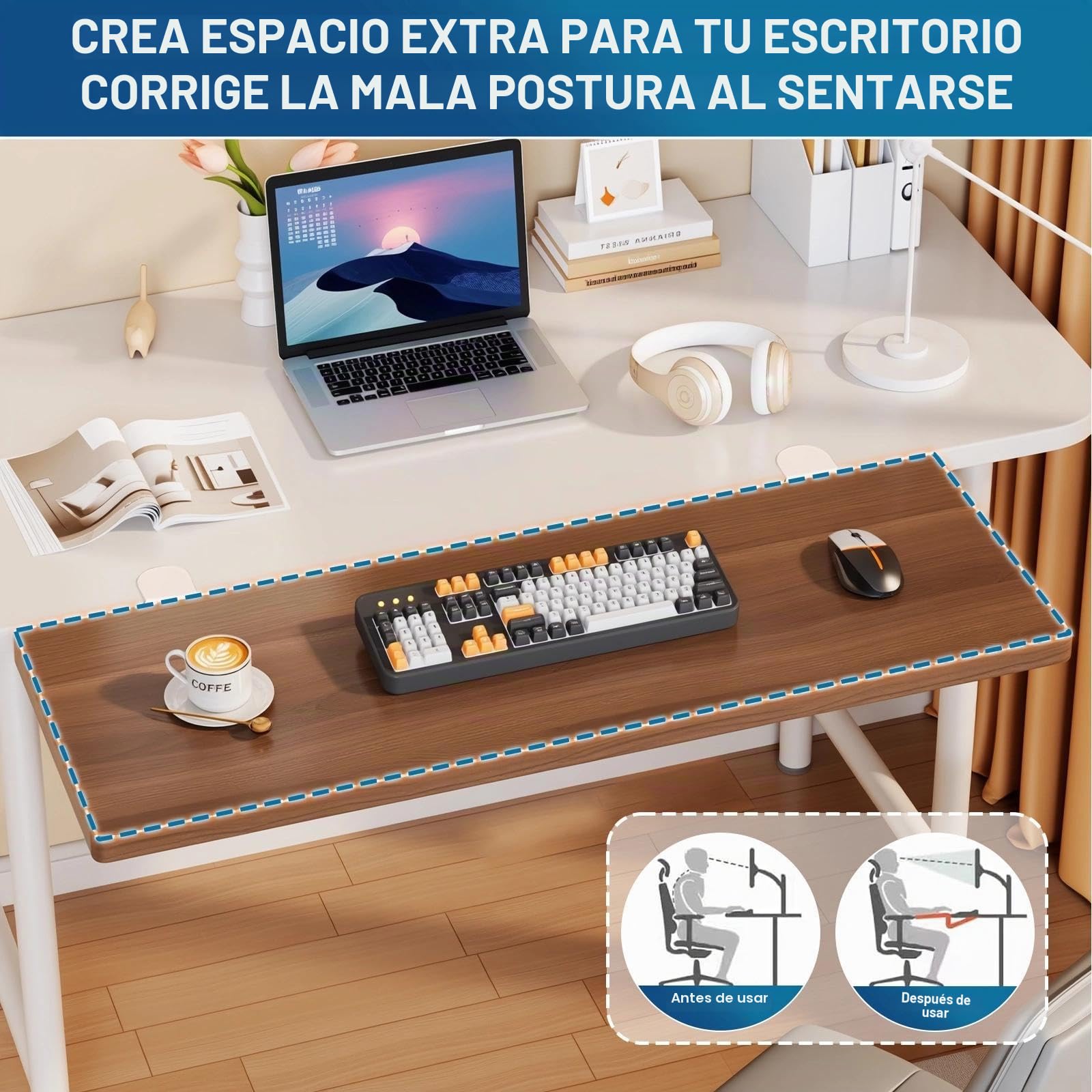 2 Piezas Soporte de Extensión de Escritorio Soporte Bandeja de Extensión de la Bandeja Plegable para Teclado con Pinza en C Ajustable para Escritorios y Mesa de Oficina Bricolaje (Blanco)