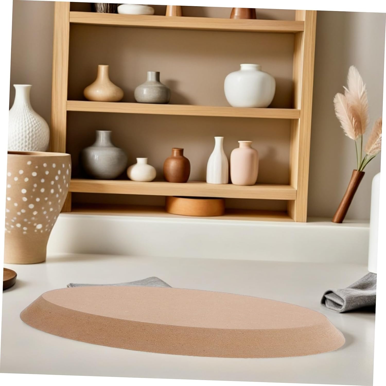 Oval Ceramic Pottery Mold for Clay Plate Making, Khaki