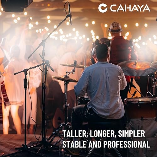 Miniatura 9 de CAHAYA Soporte de micrófono de trípode brazo de brazo de liberación de un botón Soporte de micrófono de piso portátil con bolsa de transporte y 2