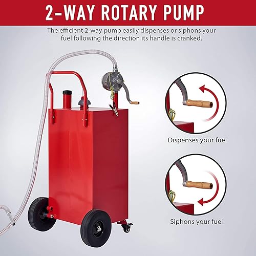 Miniatura 4 de Orion Motor Tech Carrito de gas de 35 galones, tanque de combustible portátil en ruedas y ruedas, contenedor de almacenamiento de combustible diésel