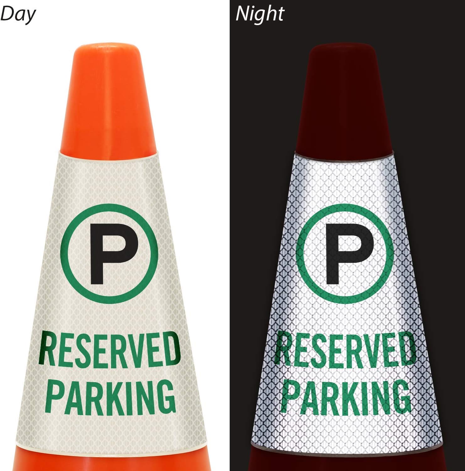 SmartSign “Reserved Parking” Bright Reflective Cone Message Sleeve, [Cone Not Included]