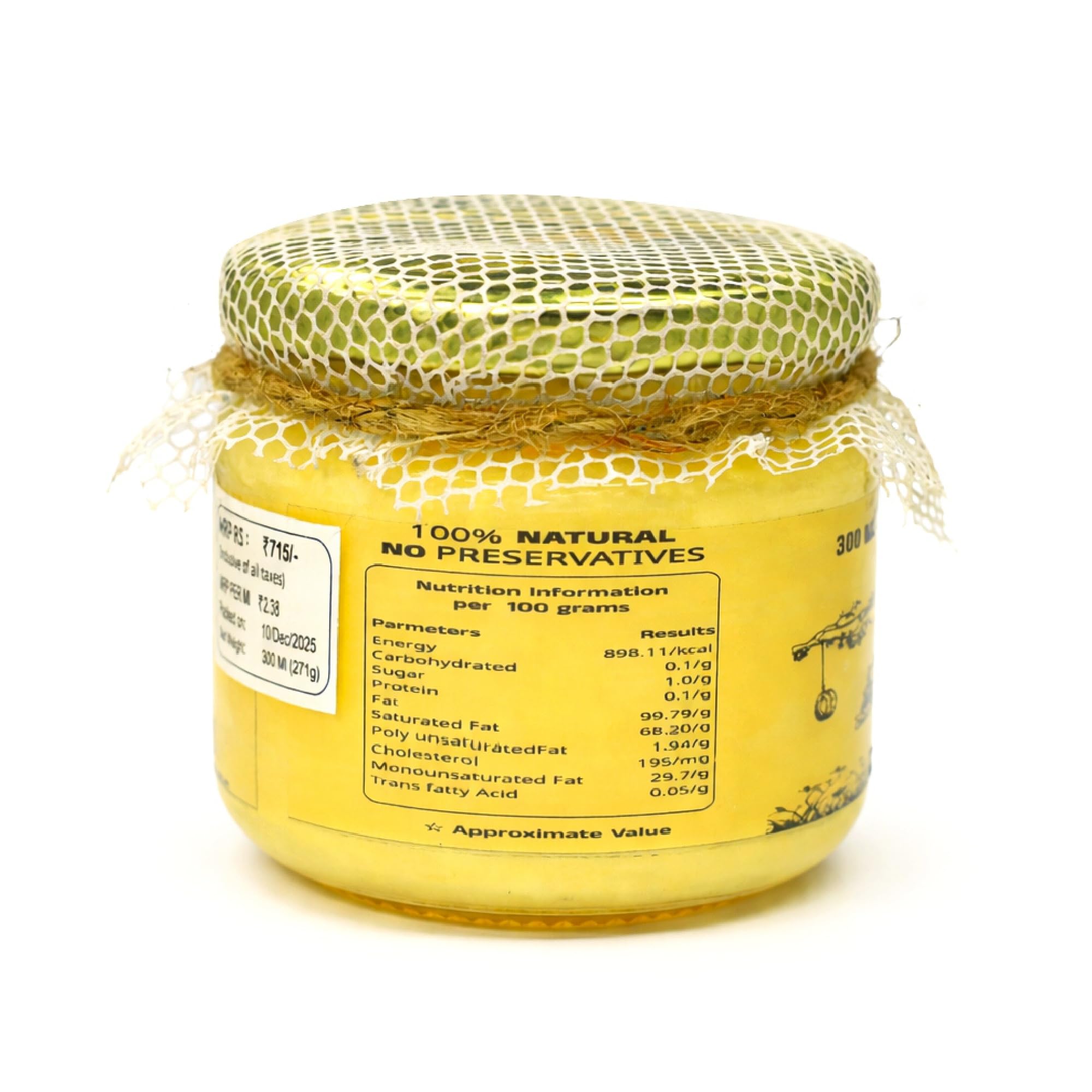 A2 Desi Cow Ghee Pack of 3 x 300 ml | Bilona Method Hand Churned | Traditional Pure Natural Ghee | No Preservatives | Farm Fresh Taste | Everyday Cooking Nutrition | 900 ml