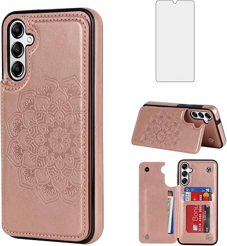 Miniatura 1 de Asuwish Funda de teléfono para Samsung Galaxy A54 5G con protector de pantalla de vidrio templado y cubierta de cartera de cuero con tapa para