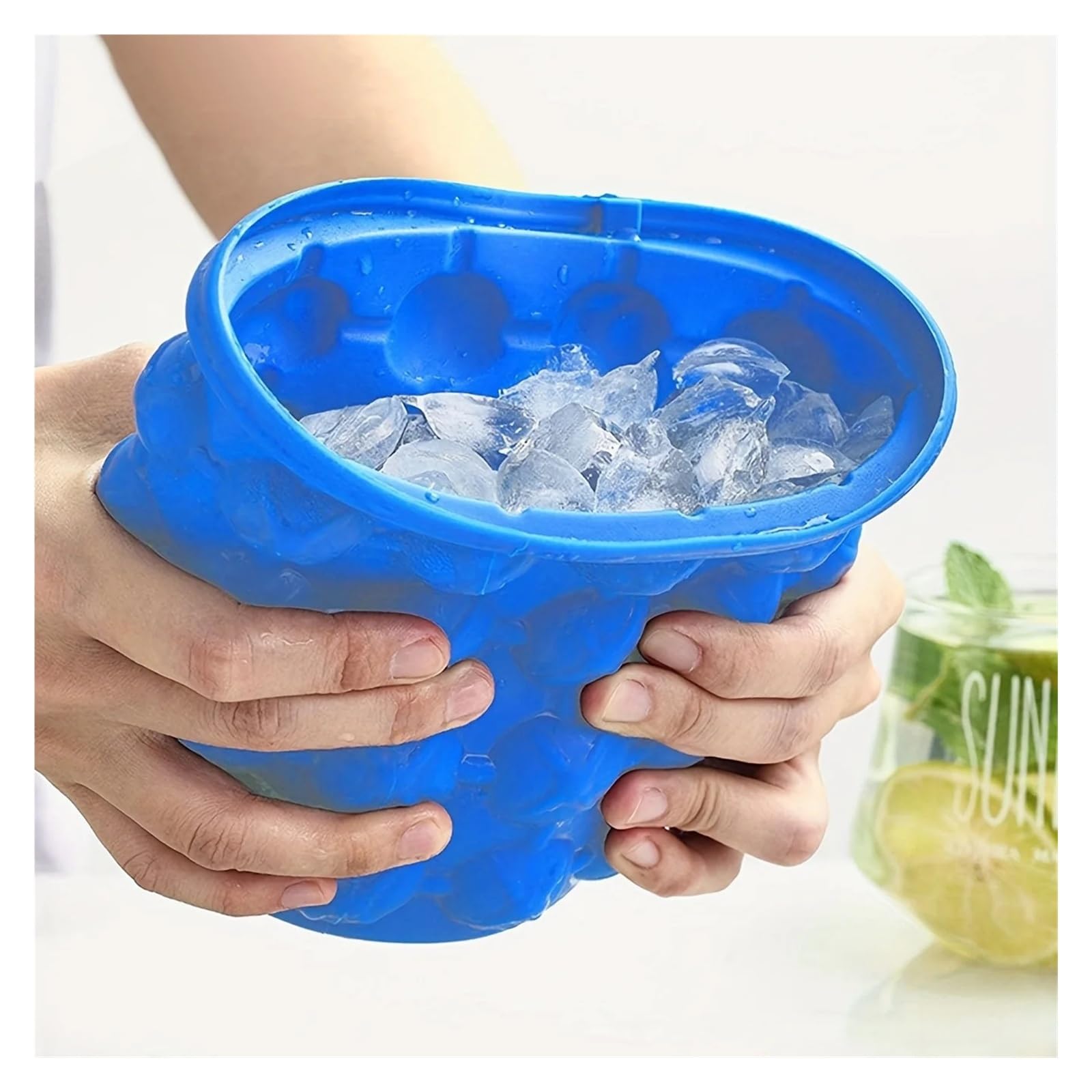 Macchina for cubetti di ghiaccio con secchiello in silicone 2 in 1. Congelamento facile(3pcs)