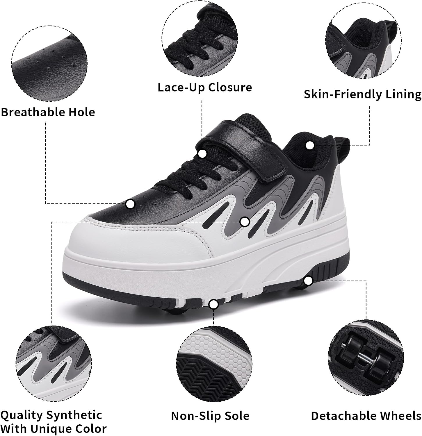 Roller Skate Shoes with Detachable Wheels Girls Boys Fashion Sneakers Kids Halloween Christmas Birthday Party Gifts