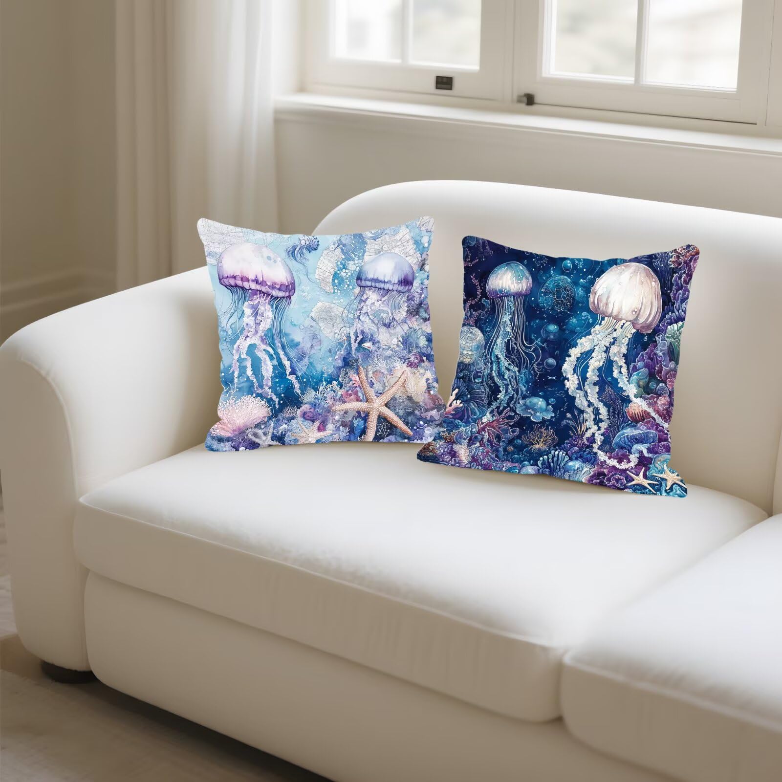 Cojines Sofa Fundas Cojines 65x65cm SúPer Suave Cojin Azul Animal Juego de 4, Fundas Almohada Impermeable Exterior, Interior Y Exterior Cojin Decorativos, JardíN Sillaterraza Regalos NavideñOs P-359